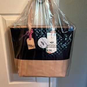 Consuela market tote blue with natural leather